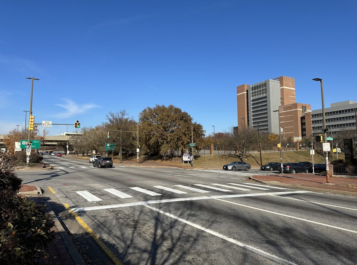 Intersection of MLK and Saratoga shows the freshly painted lines. 