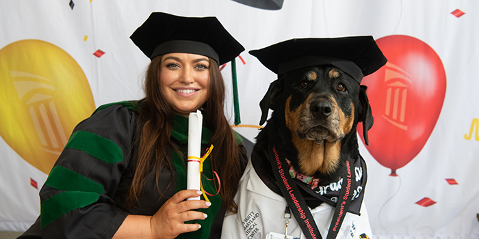 Caroline Benzel and her 5-year-old Rottweiler nicknamed “Dogtor” Loki