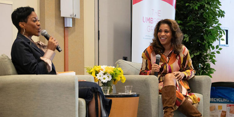 Tisha Edwards, JD ’01, MSW ’00, Secretary of Appointments, Office of Gov. Wes Moore, and Dawn Flythe Moore, first lady of Maryland