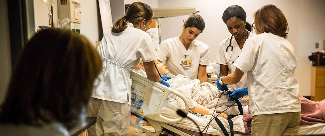 Nursing students at work