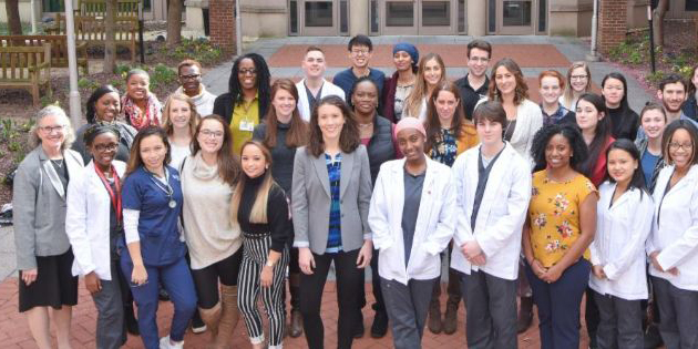 A Conway Scholars luncheon with School of Nursing Dean Jane M. Kirschling (far left) was held pre-pandemic on March 2, 2020.