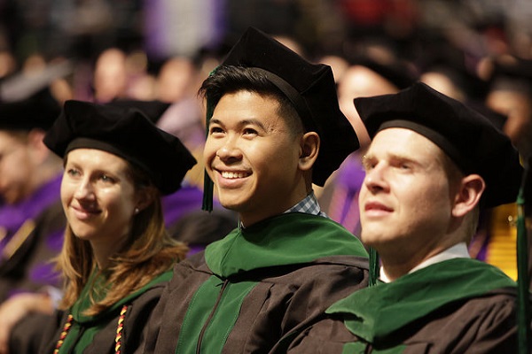 Graduates in their robes and hats