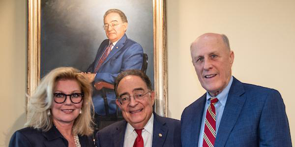 Jacqueline Jasper, Jay Perman, and Bruce Jarrell discussed the making of former President Perman's official portrait during the unveiling Feb. 23.