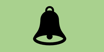 A bell with a green background