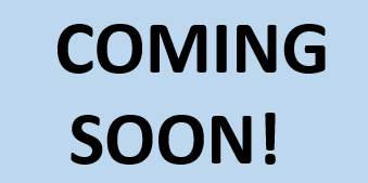 The words "coming soon!" in all capital letters on a blue background