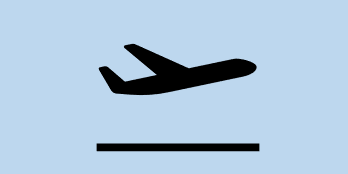 Plane icon taking off with a blue background