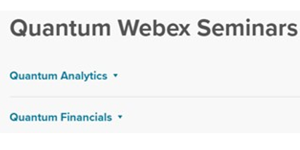 Screenshot of Quantum Webex Seminars for Quantum Financials and Analytics