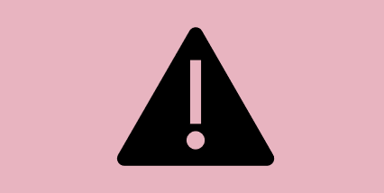 Icon of an exclamation point in a triangle on a pink background