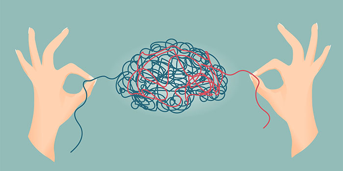 Illustration of a brain unravelling