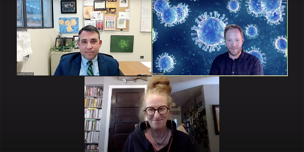 The show's hosts meet virtually with virologist Matt Frieman