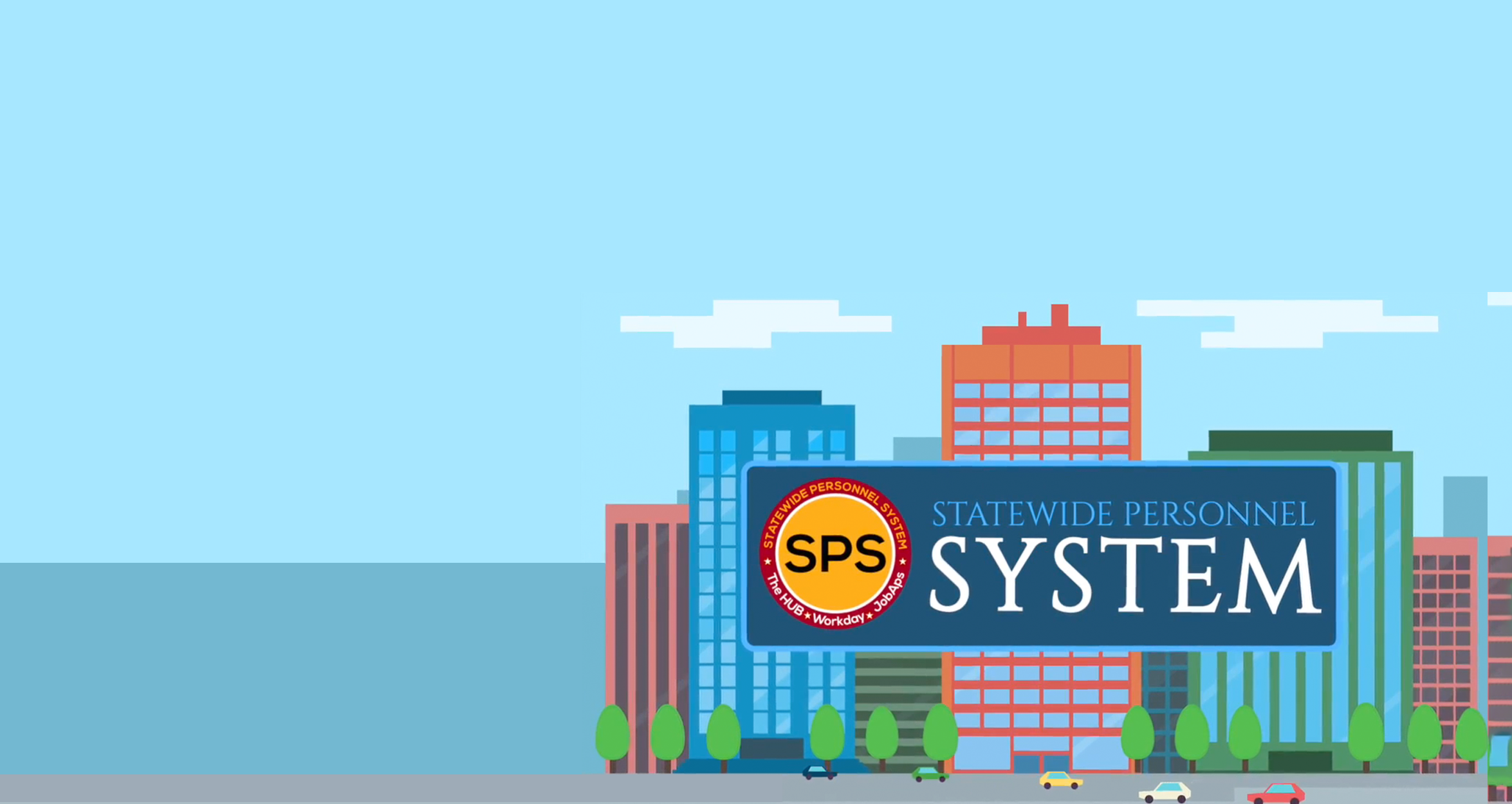 A cityscape overlaid with the Maryland State Personnel System Logo