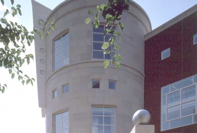 The top exterior of the Health Sciences and Human Services Library