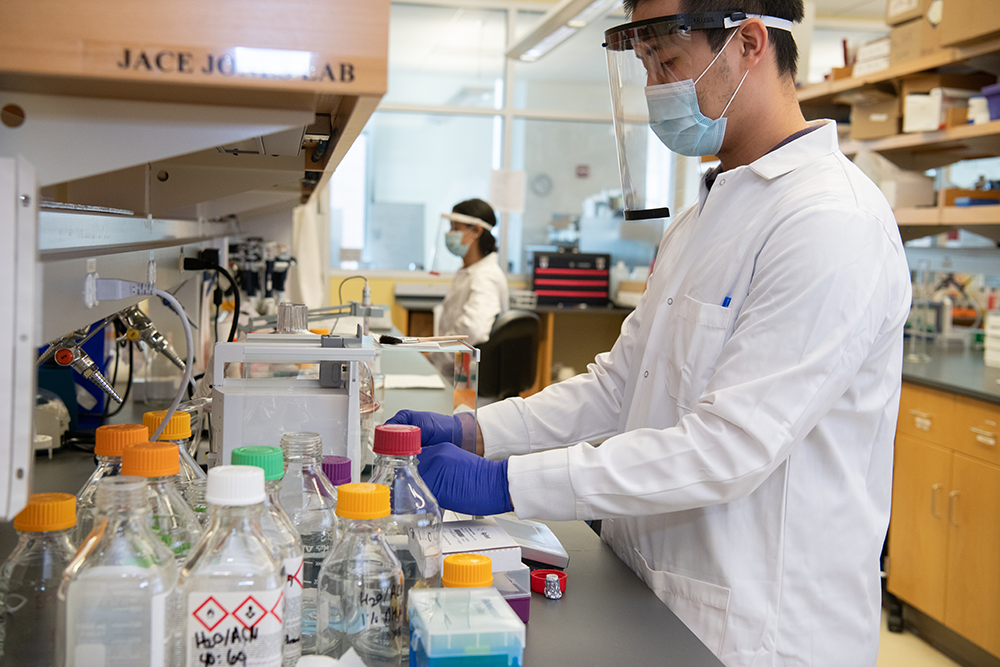 Two students in a lab