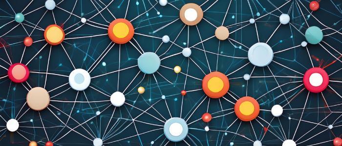 abstract representation of scholarly connection, connected dots, and circles