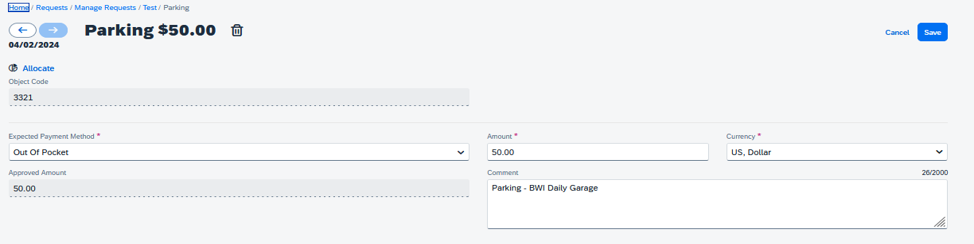 parking travel example