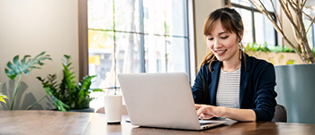 A woman at a computer