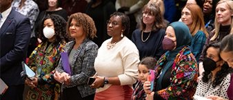 People of various backgrounds and ethnicities attending an EDI event at UMB