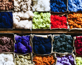 A collection of dyed wool