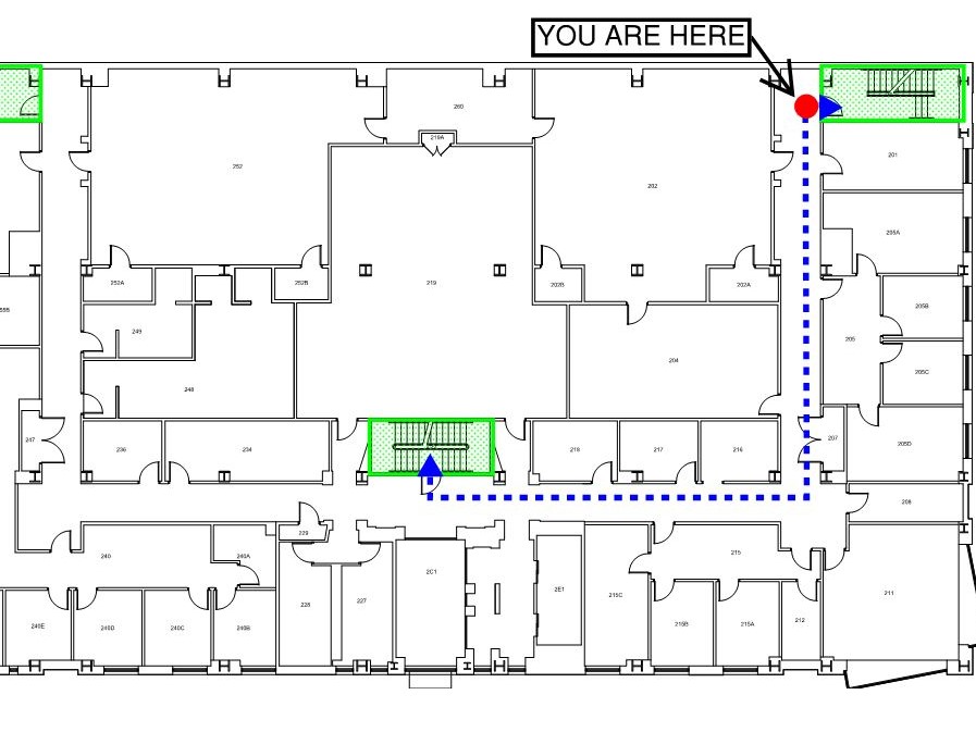 A photo of an evacuation floor plan