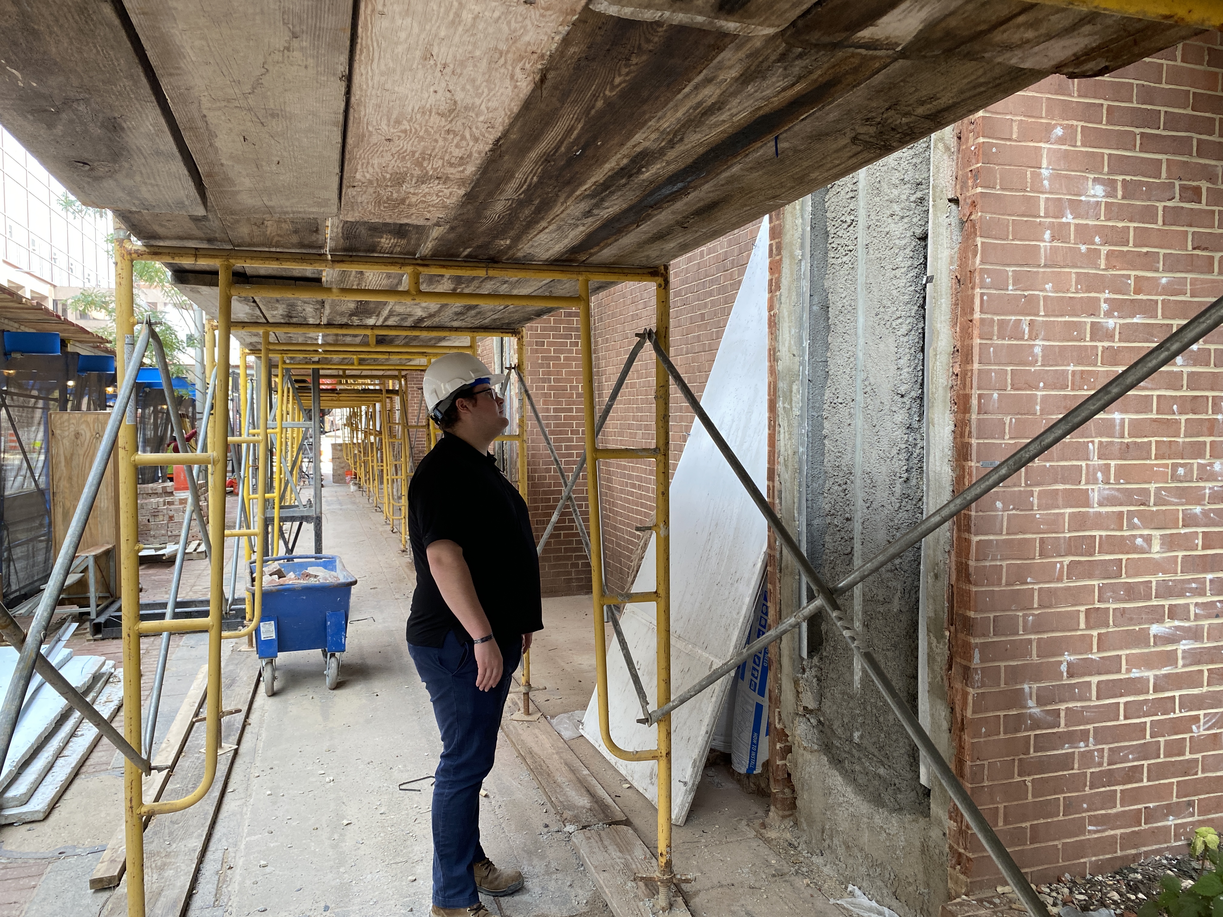 Fire marshal inspecting a construction site.