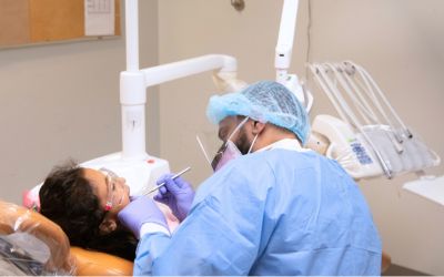 Child being treated by dentist