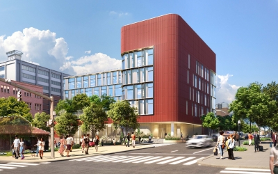 The University of Maryland, Baltimore (UMB) broke ground Oct. 17, on its new $120 million, six-story University of Maryland School of Social Work (UMSSW) building at 600 W. Lexington St. (Rendering courtesy of Ballinger)