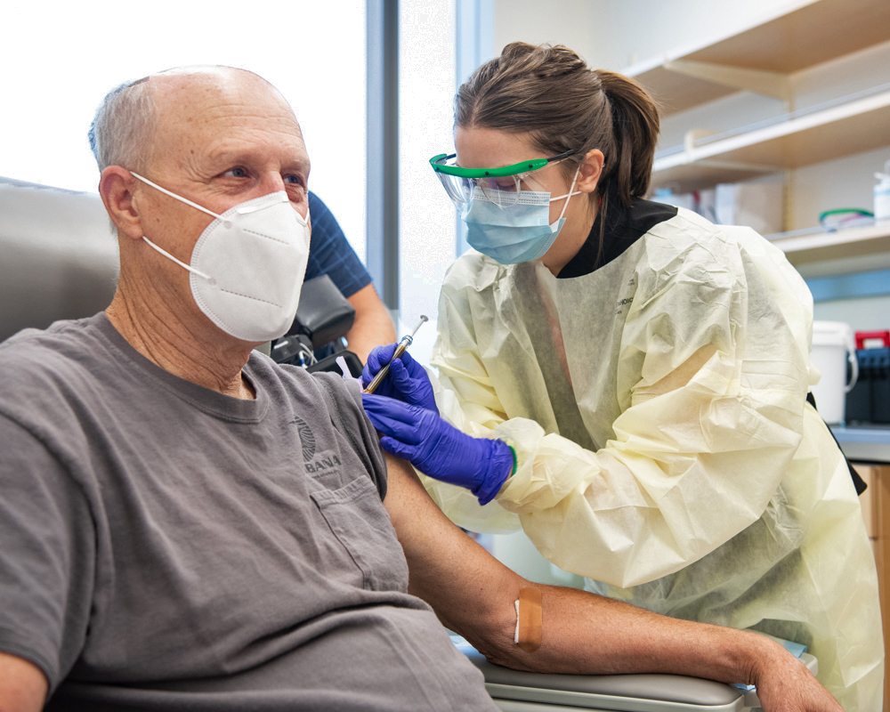 UMB President Bruce Jarrell participates in the Moderna COVID-19 vaccine trial.