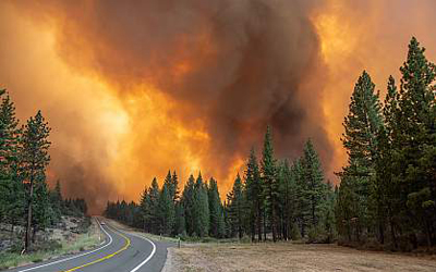 Canadian wildfire burns, emitting smoke