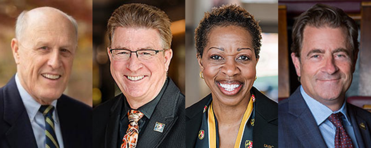 Left to Right: Bruce Jarrell, MD; Karl V. Steiner, PhD; Valerie Sheares Ashby, PhD; Mark T. Gladwin, MD