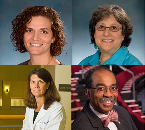 Clockwise from top left: Monica McArthur, Karen Kotloff, E. Albert Reece, and Kathleen Neuzil.