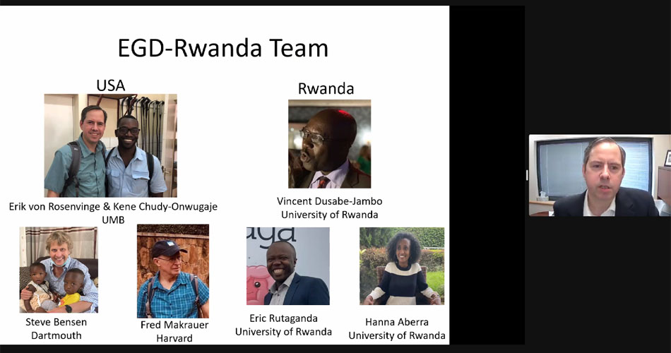 Erik von Rosenvinge, MD, associate professor at UMSOM, introduces his team working on the project, Energizing Gastroenterology Development in Rwanda.