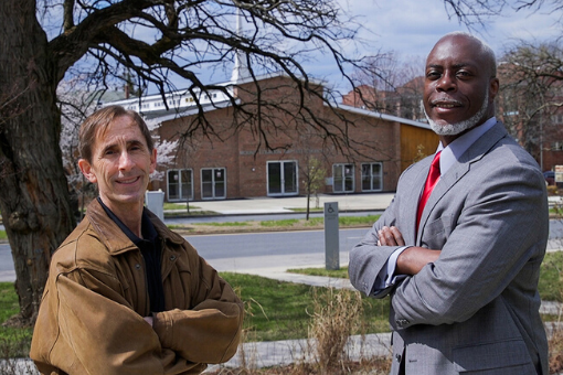 From left, C. Daniel Mullins and Pastor Franklin Lance