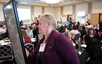 Karen Park, MA, MBA, director of strategic projects and chief of staff to the chief business and finance officer/senior vice president for administration and finance, takes part in the town hall.