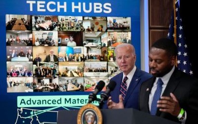 Mark Anthony Thomas, GBC president and CEO, who introduced President Biden during the official announcement for Tech Hubs at the White House.