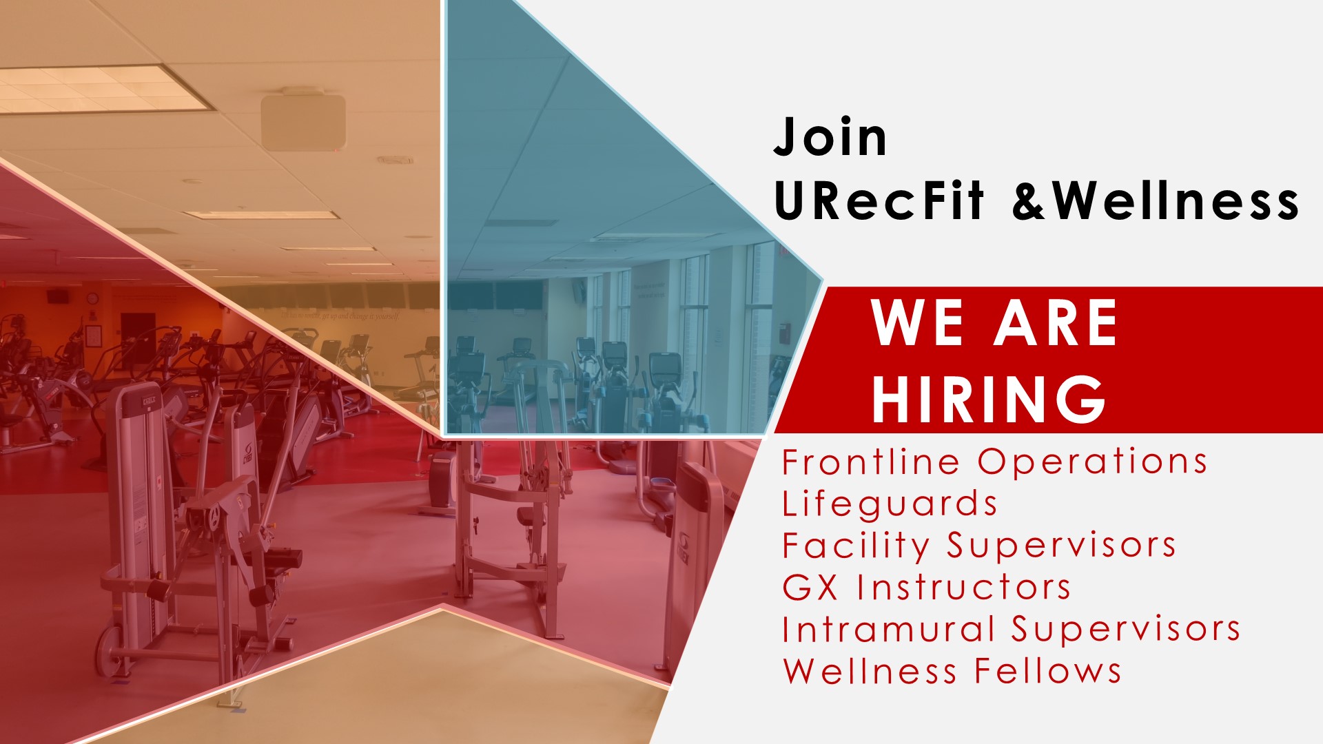 join urecfit and wellness we are hiring picture of fitness equipment