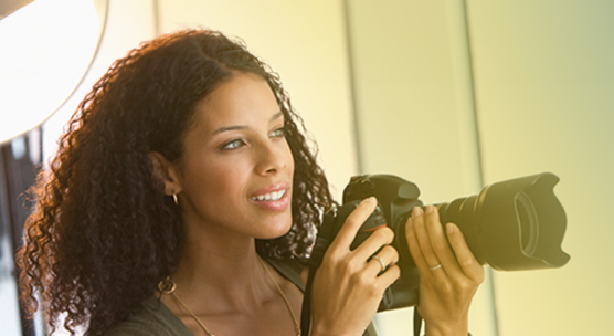 A woman with a camera