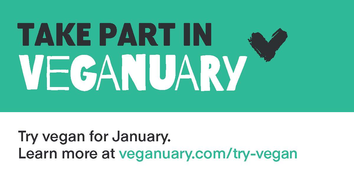 Logo stating Veganuary starts in January. 