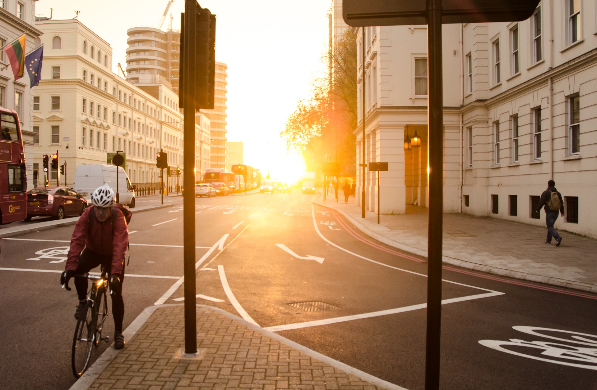 person biking in urban area